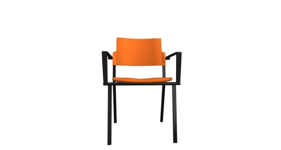 SQUARE PLASTOVÝ bez područek černé nohy oranžováA