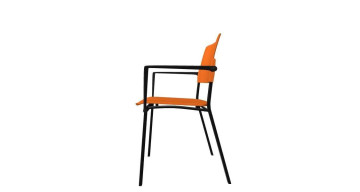 SQUARE PLASTOVÝ bez područek černé nohy oranžováC