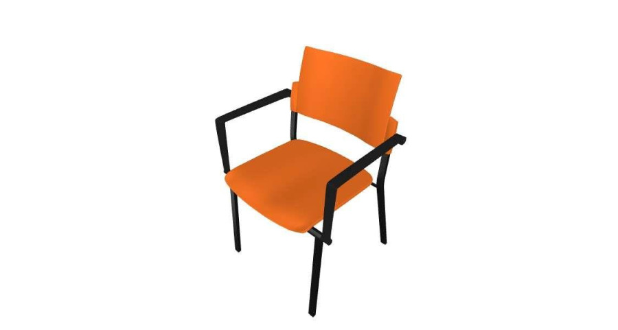 SQUARE PLASTOVÝ bez područek černé nohy oranžováF
