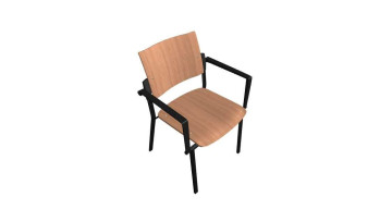 SQUARE  DŘEVĚNÝ s područkami černými